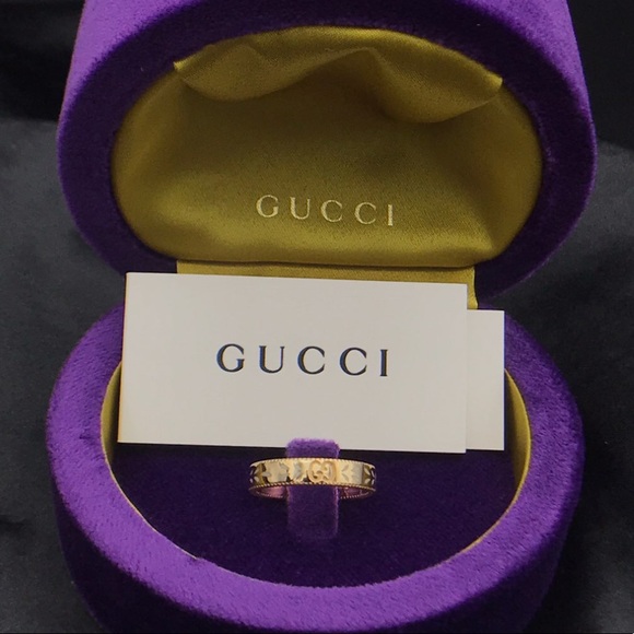 NWT GUCCI 18K Yellow Gold and White Enamel Icon Blooms Ring size 8 - Picture 5 of 13